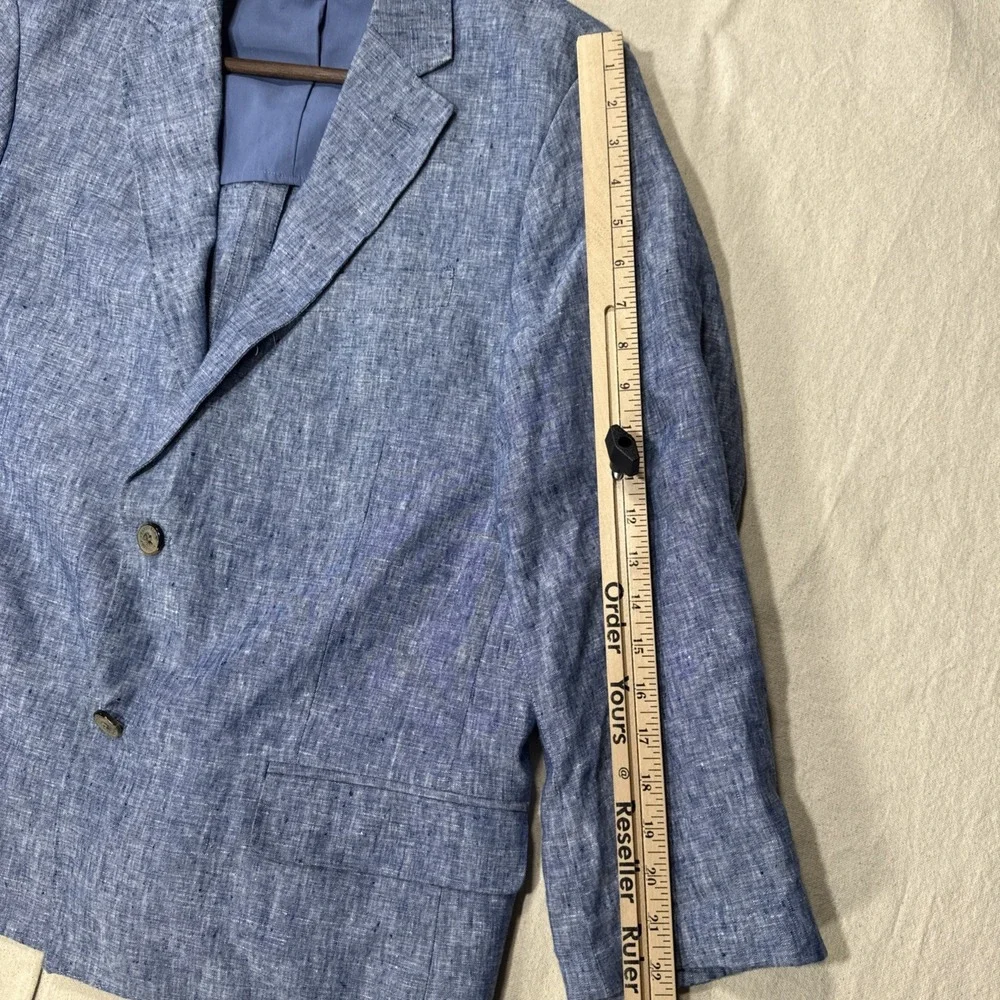 Linen Blazer Blue Tasso Elba Mens Blue Sport Coat Summer Wedding Sz Large